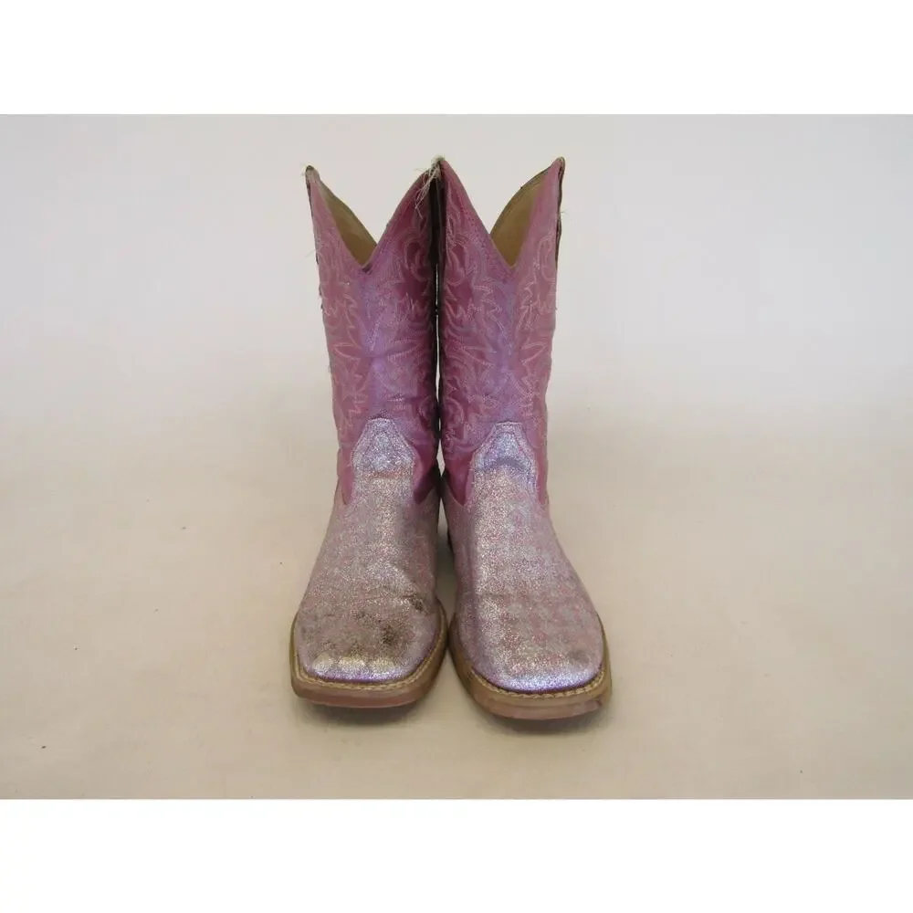 Roper Brand Youth Size 2 M Pink Glitter Western Cowboy Boots
